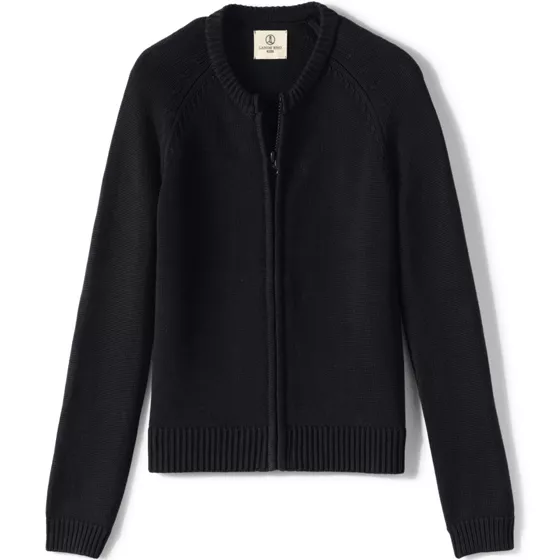 Girls Cotton Modal Zip Front Cardigan Sweater - primary