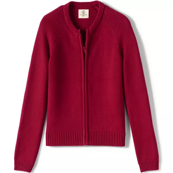 Girls Cotton Modal Zip Front Cardigan Sweater - primary