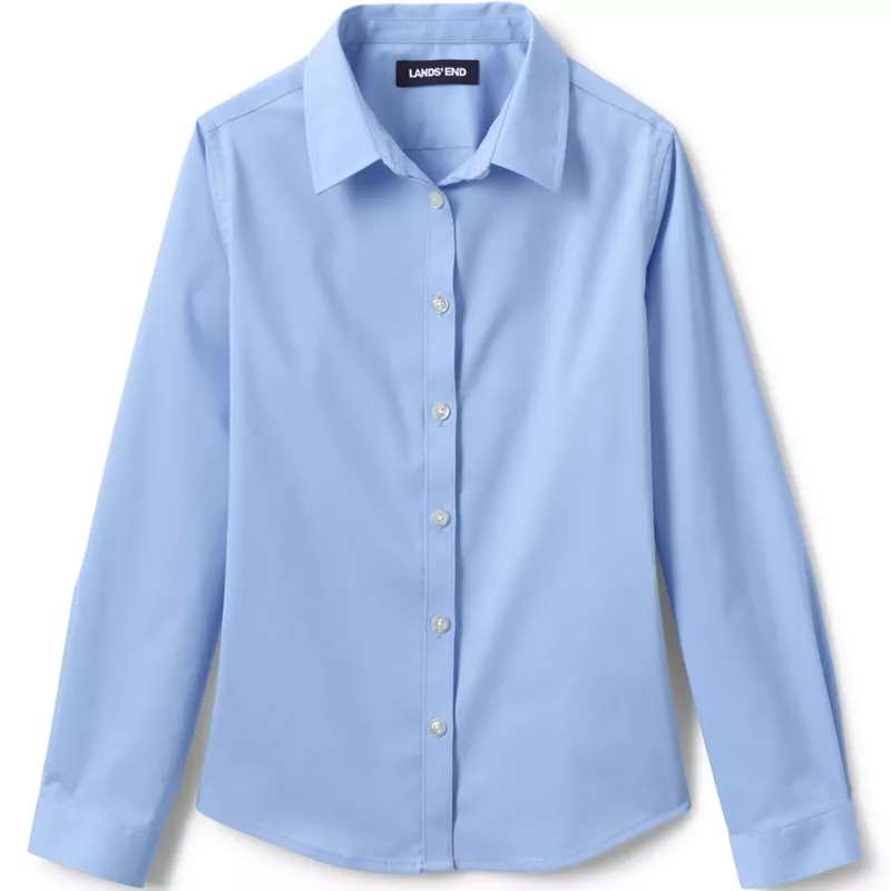 Girls No Gape Long Sleeve Stretch Shirt, Front