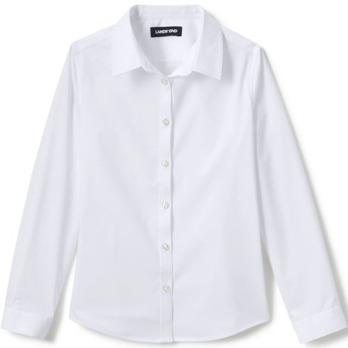 School Uniform Girls No Gape Long Sleeve Stretch Shirt, Front