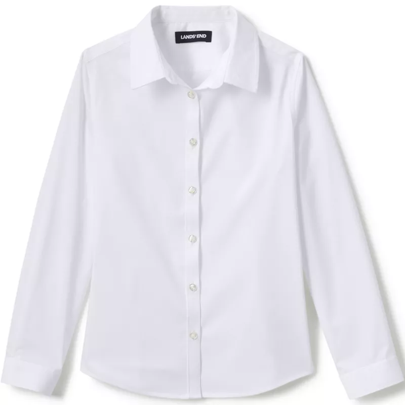 Girls No Gape Long Sleeve Stretch Shirt, Front