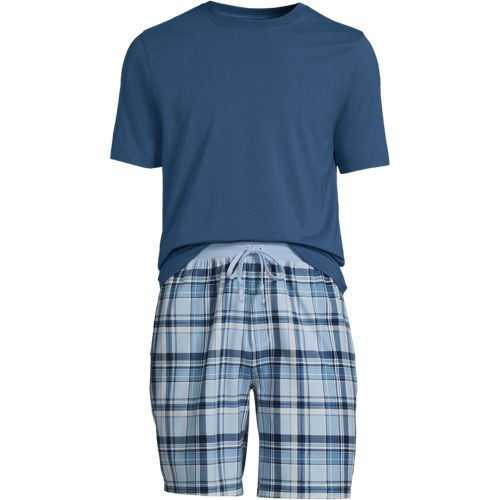 Lands' End Men's Knit Super Tee & Flannel Pants Pajama Set 