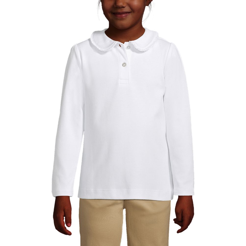 Girls Long Sleeve Ruffled Peter Pan Collar Knit Shirt