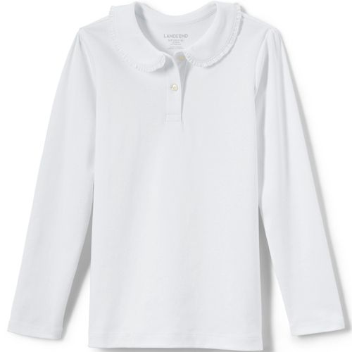 School Uniform Girls Long Sleeve Peter Pan Collar Polo Shirt