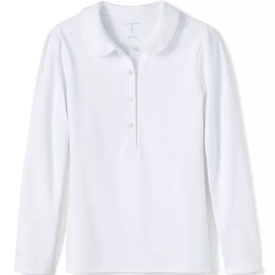 School Uniform Girls Long Sleeve Peter Pan Collar Polo Shirt - primary
