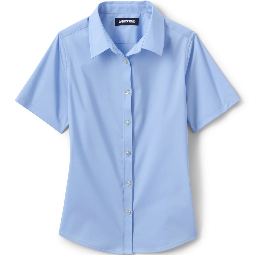 School Uniform Girls No Gape Short Sleeve Stretch Shirt | Lands' End