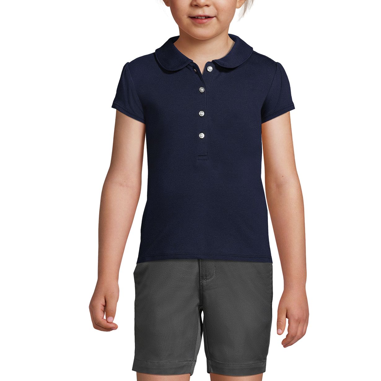 School Uniform Girls Short Sleeve Peter Pan Collar Polo Shirt