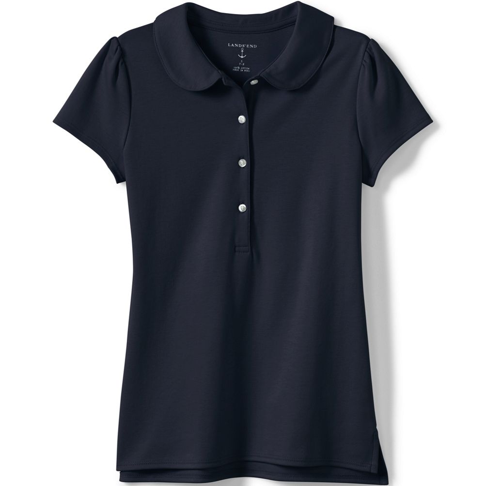 Girls Short Sleeve Peter Pan Collar Polo Shirt Lands End