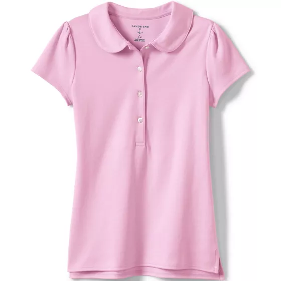 Girls Short Sleeve Peter Pan Collar Polo Shirt - primary