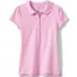 Girls Short Sleeve Peter Pan Collar Polo Shirt, Front