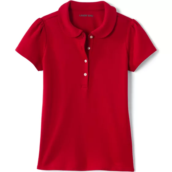 Girls Short Sleeve Peter Pan Collar Polo Shirt - primary