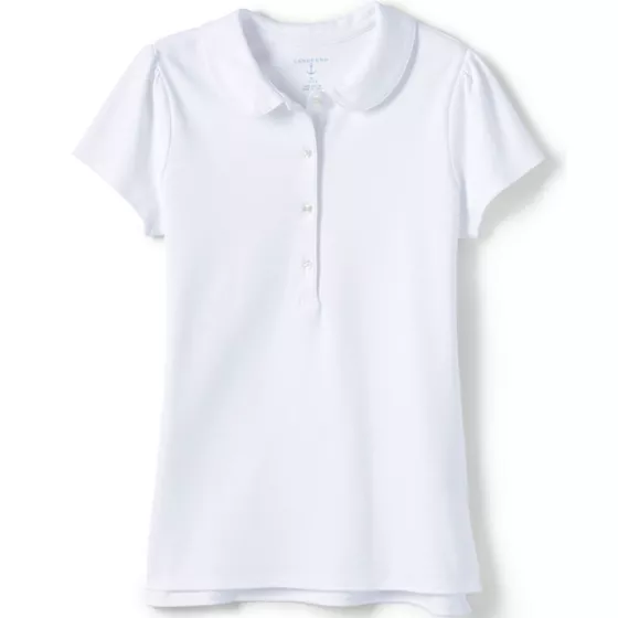 School Uniform Girls Short Sleeve Peter Pan Collar Polo Shirt - primary