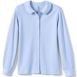 School Uniform Girls Long Sleeve Button Front Peter Pan Collar Knit Shirt, Front
