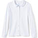 School Uniform Girls Long Sleeve Button Front Peter Pan Collar Knit Shirt, Front