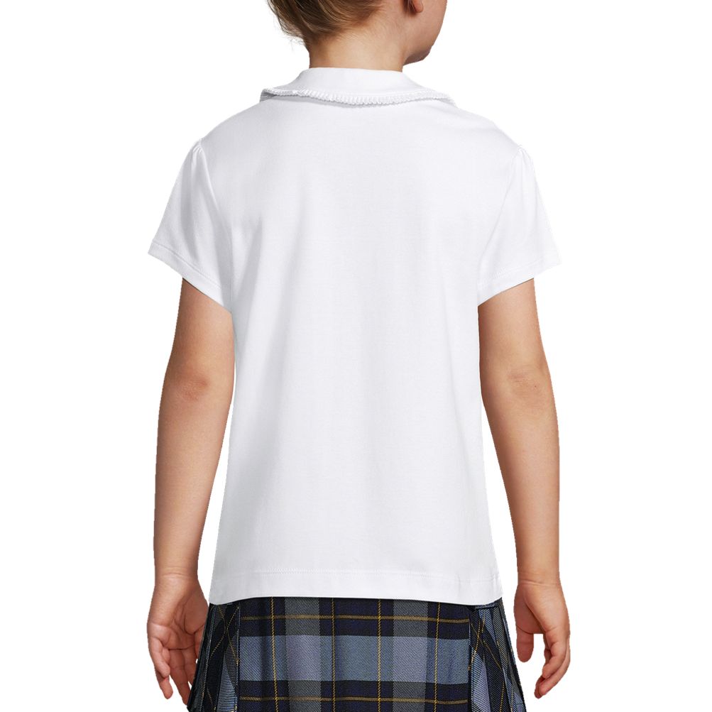 School Uniform Girls Short Sleeve Ruffled Peter Pan Collar Knit Shirt