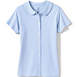 Girls Short Sleeve Button Front Peter Pan Collar Knit Shirt, Front