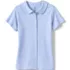 Girls Short Sleeve Button Front Peter Pan Collar Knit Shirt, Front