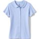 School Uniform Girls Short Sleeve Button Front Peter Pan Collar Knit Shirt, Front