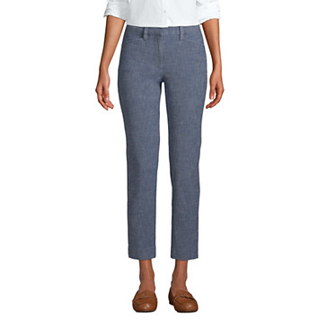 Chino Slim 7/8 en Chambray Stretch Taille Mi-Haute, Femme Stature Standard image number 0