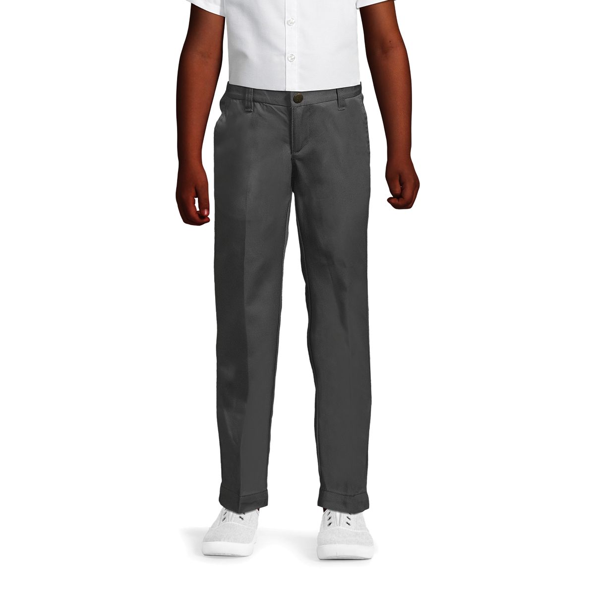 School Uniform Girls Iron Knee Blend Plain Front Chino Pants