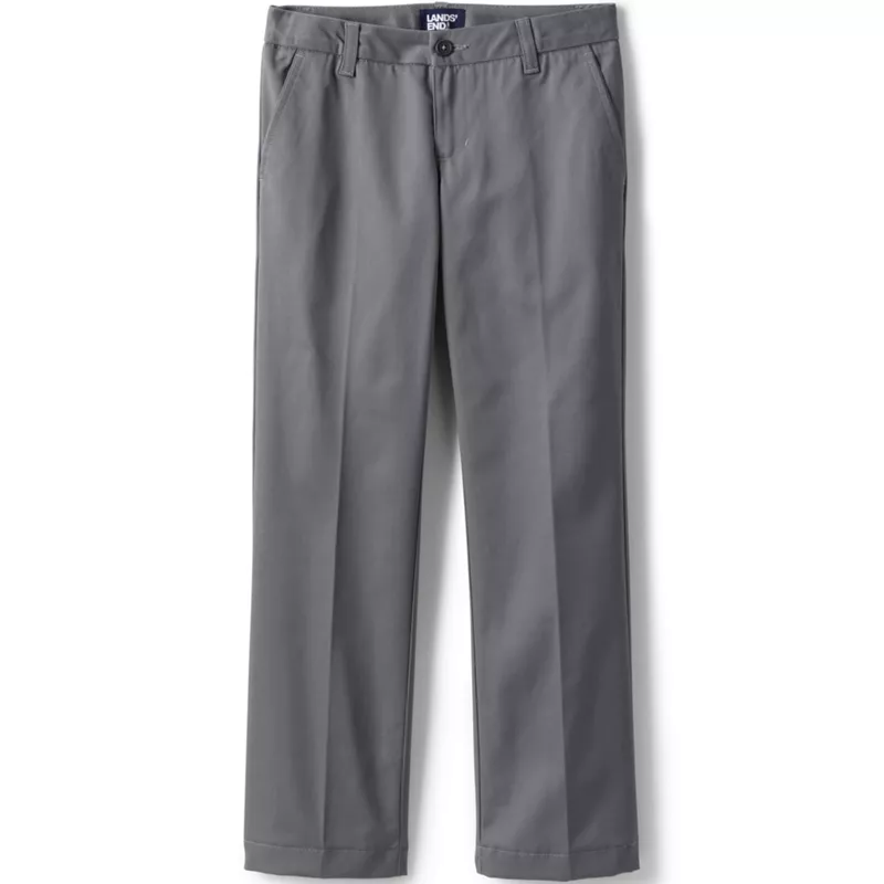 Girls Iron Knee Blend Plain Front Chino Pants, Front