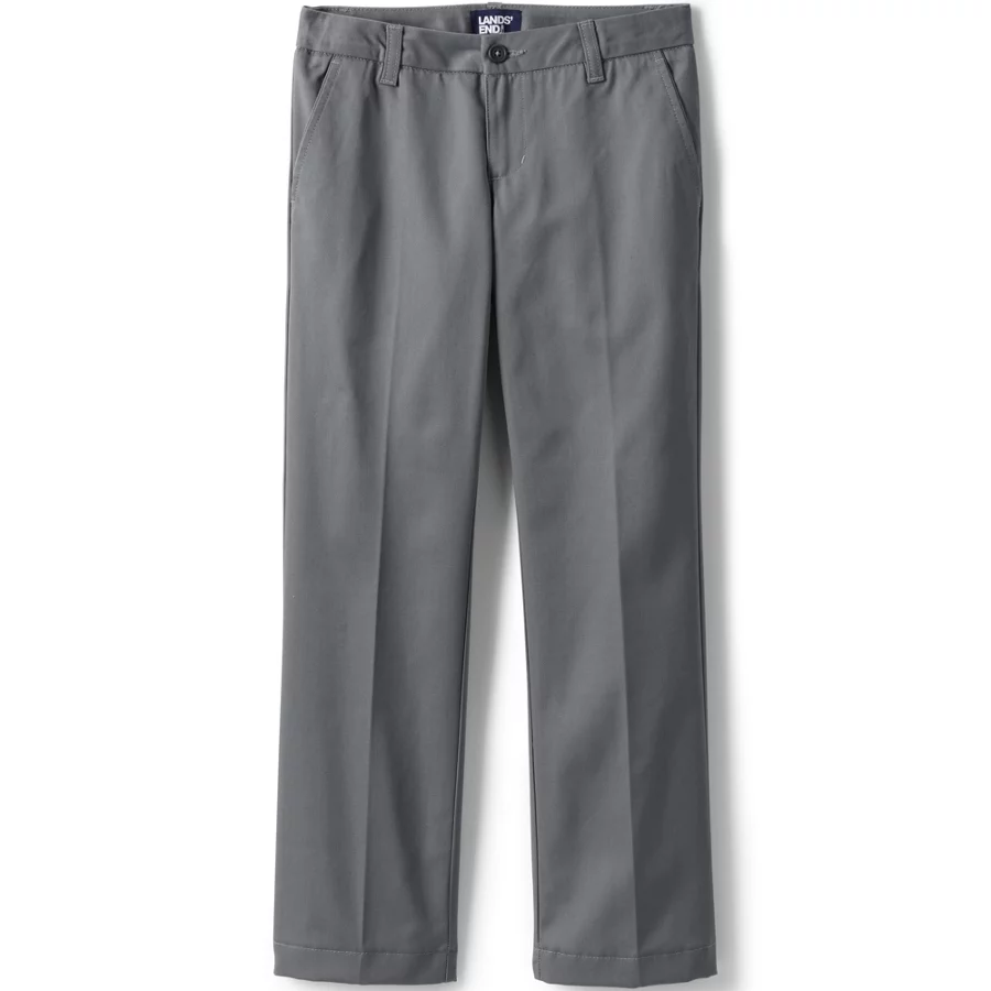 School Uniform Girls' Iron Knee Blend Plain Front Chino Pants