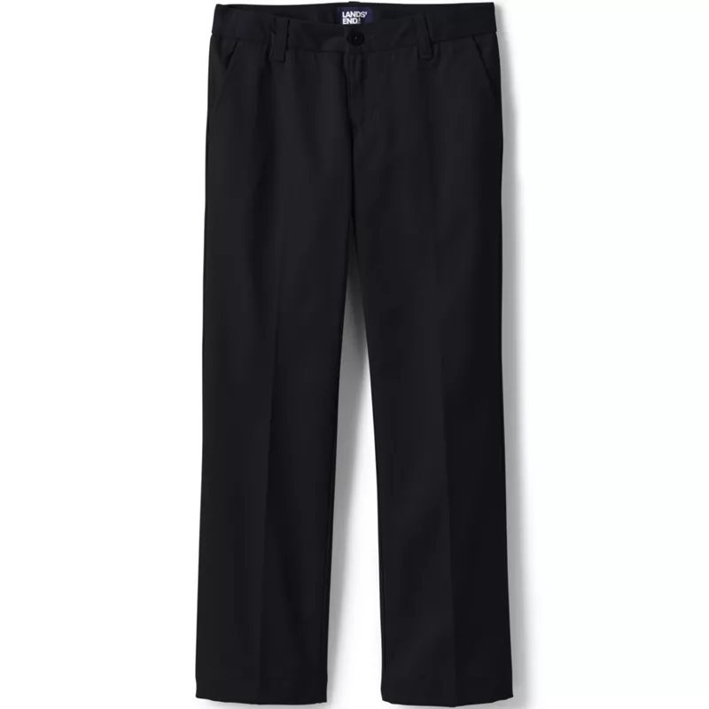 Girls Iron Knee Blend Plain Front Chino Pants, Front