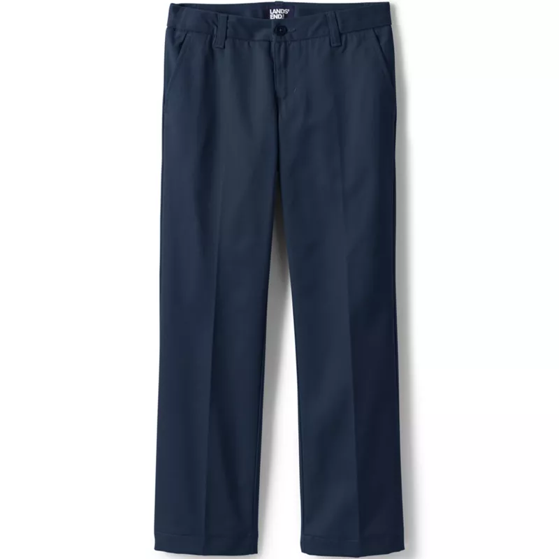 Girls Iron Knee Blend Plain Front Chino Pants, Front