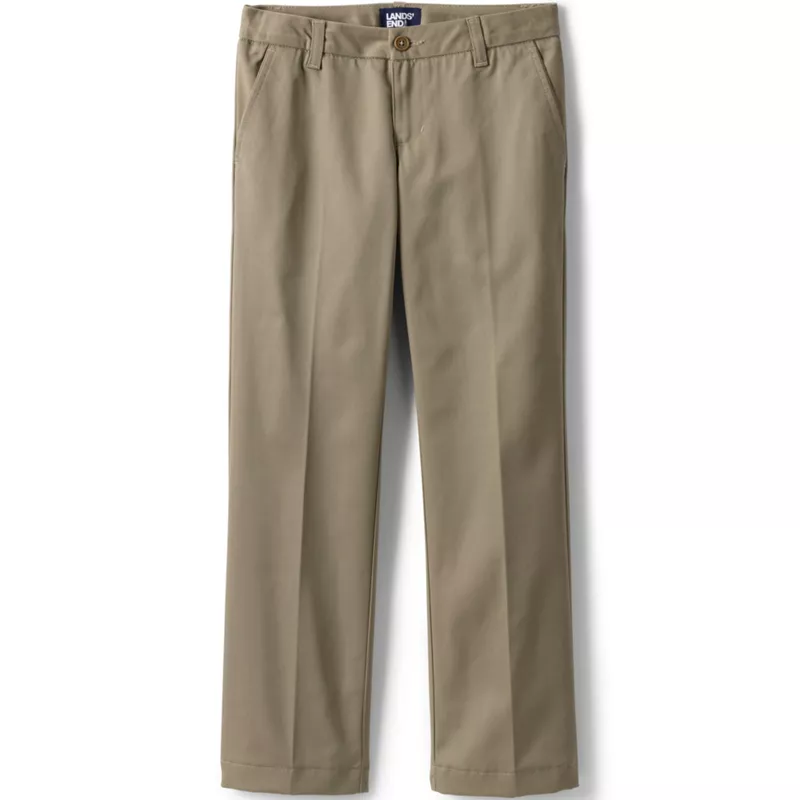 Girls Iron Knee Blend Plain Front Chino Pants, Front