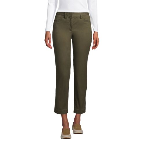 Women's Mid Rise Stretch Chino Cropped Trousers 