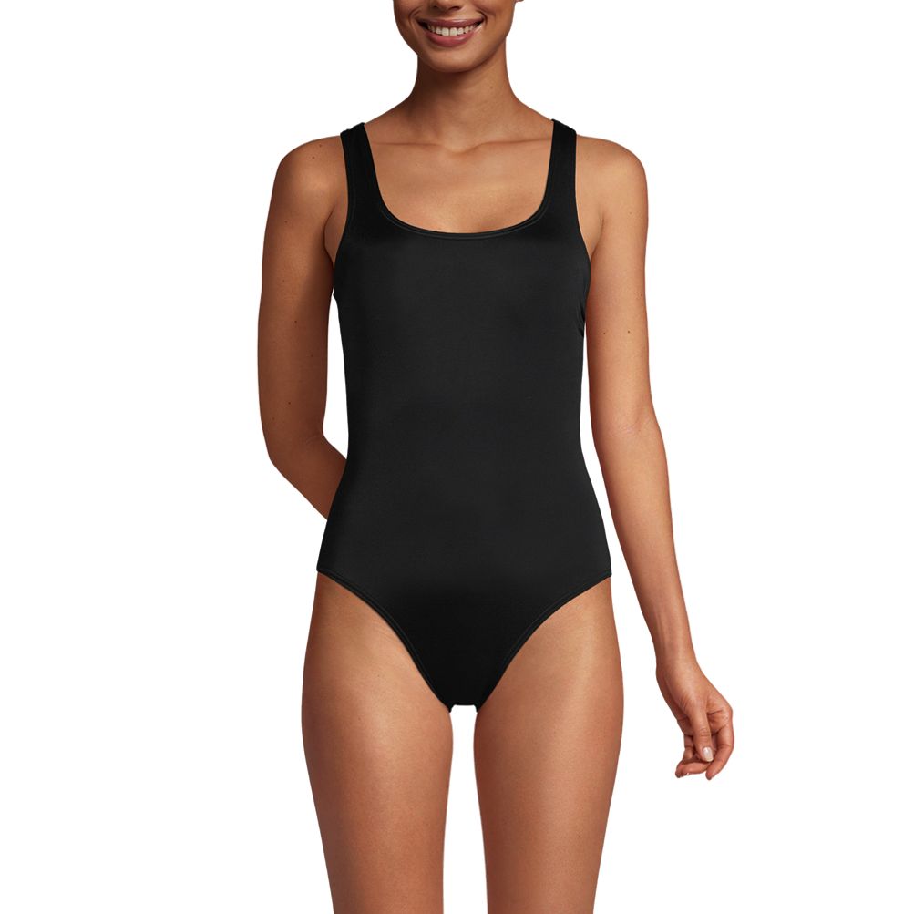 Women's Lands' End Tugless Sporty Bust-Minimizer Shelf Bra One-Piece  Swimsuit