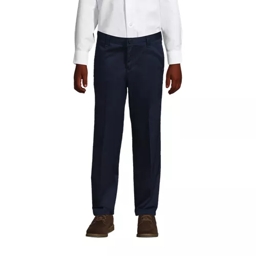 School Uniform Boys Tailored Fit Blend Iron Knee Plain Front Pants, Front