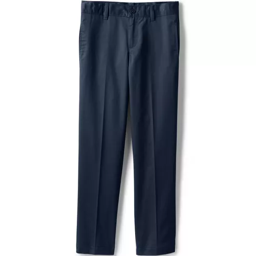 School Uniform Boys Tailored Fit Blend Iron Knee Plain Front Pants, Front