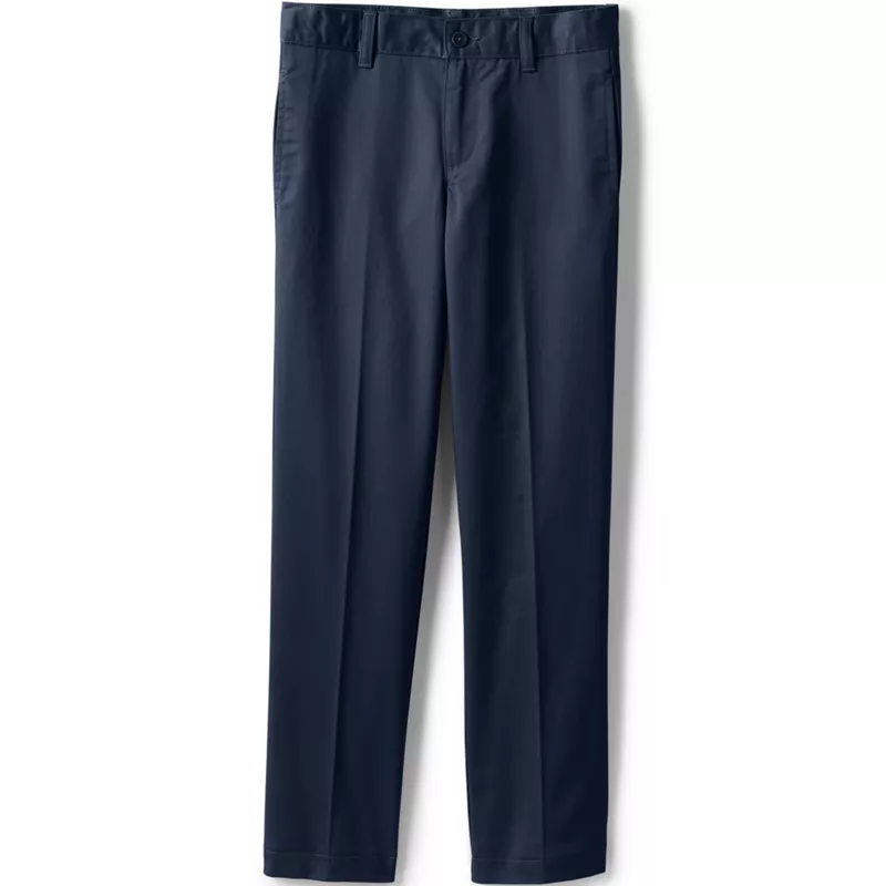Boys Tailored Fit Blend Iron Knee Plain Front Pants, Front