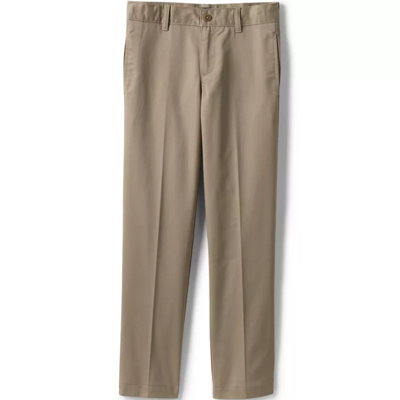 Boys Tailored Fit Blend Iron Knee Plain Front Pants, Front