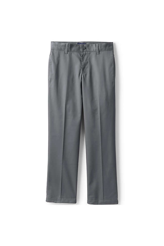 Cotton Plain Front Chino Pant Lands End Uniform Boys Size 20 31" Inseam Khaki 
