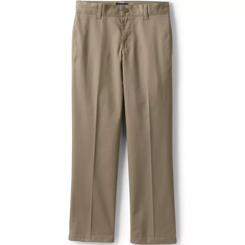Boys Husky Iron Knee Blend Plain Front Chino Pants, Front
