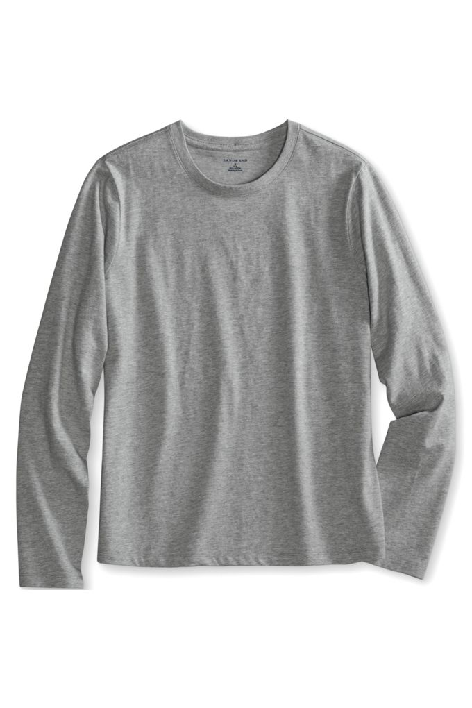 Girls Long Sleeve Essential T-shirt - Lands' End - Gray - XL