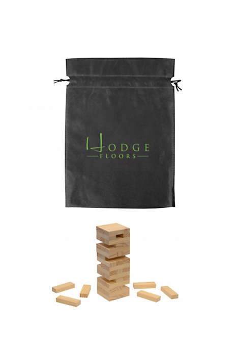 Wood Tumble Tower Game with Custom Logo Bag