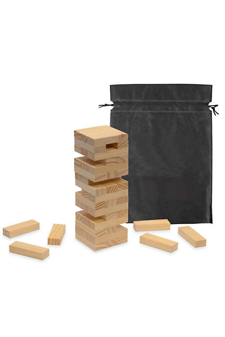 Wood Tumble Tower Game with Custom Logo Bag
