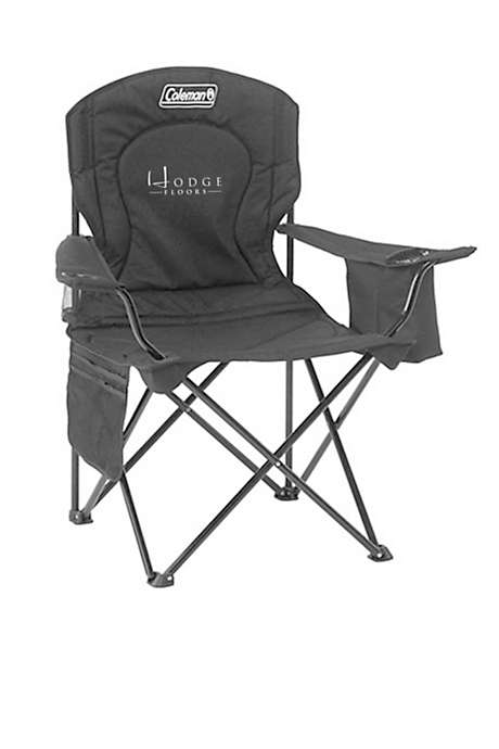 Coleman Custom Logo Cushioned Folding Quad Chair with Armrest Cooler