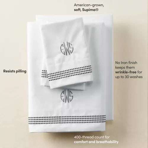 400 Thread Count Sateen Embroidered Sheets, alternative image