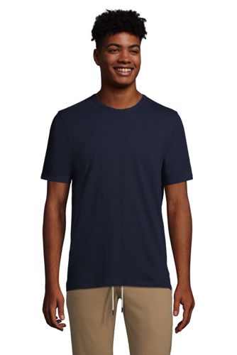 T-Shirt en Lin et Coton à Manches Courtes, Homme Stature Standard