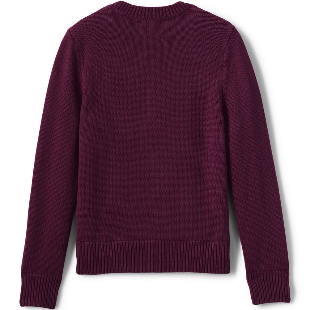 Lands' End School Uniform Women's Cotton Modal Button Front Cardigan  Sweater - Large - Burgundy