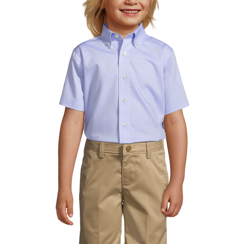 School Uniform Boys Short Sleeve No Iron Pinpoint Dress Shirt