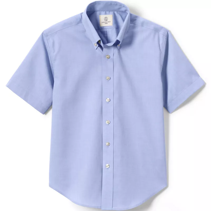 Boys Short Sleeve No Iron Pinpoint Dress Shirt, Front