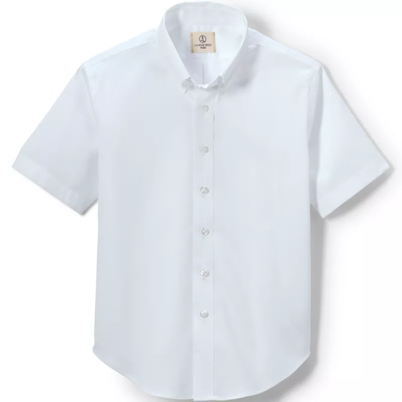 Boys Short Sleeve No Iron Pinpoint Dress Shirt, Front