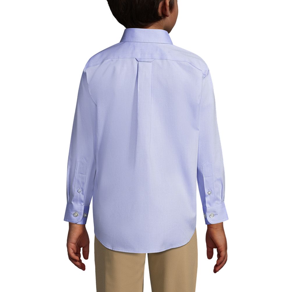 School Uniform Boys Long Sleeve No Iron Pinpoint Dress Shirt - Lands' End - Blue - 14