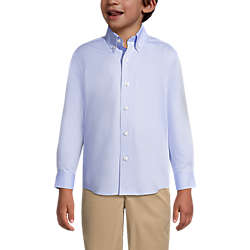 Lands' End School Uniform Boys Short Sleeve No Iron Pinpoint Dress Shirt 
