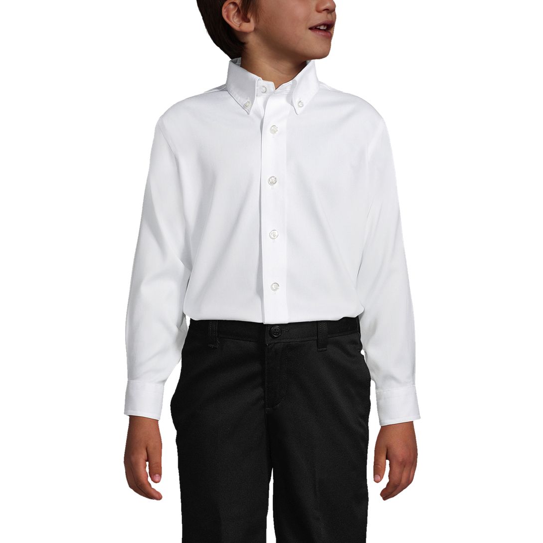 School Uniform Boys Long Sleeve No Iron Pinpoint Dress Shirt